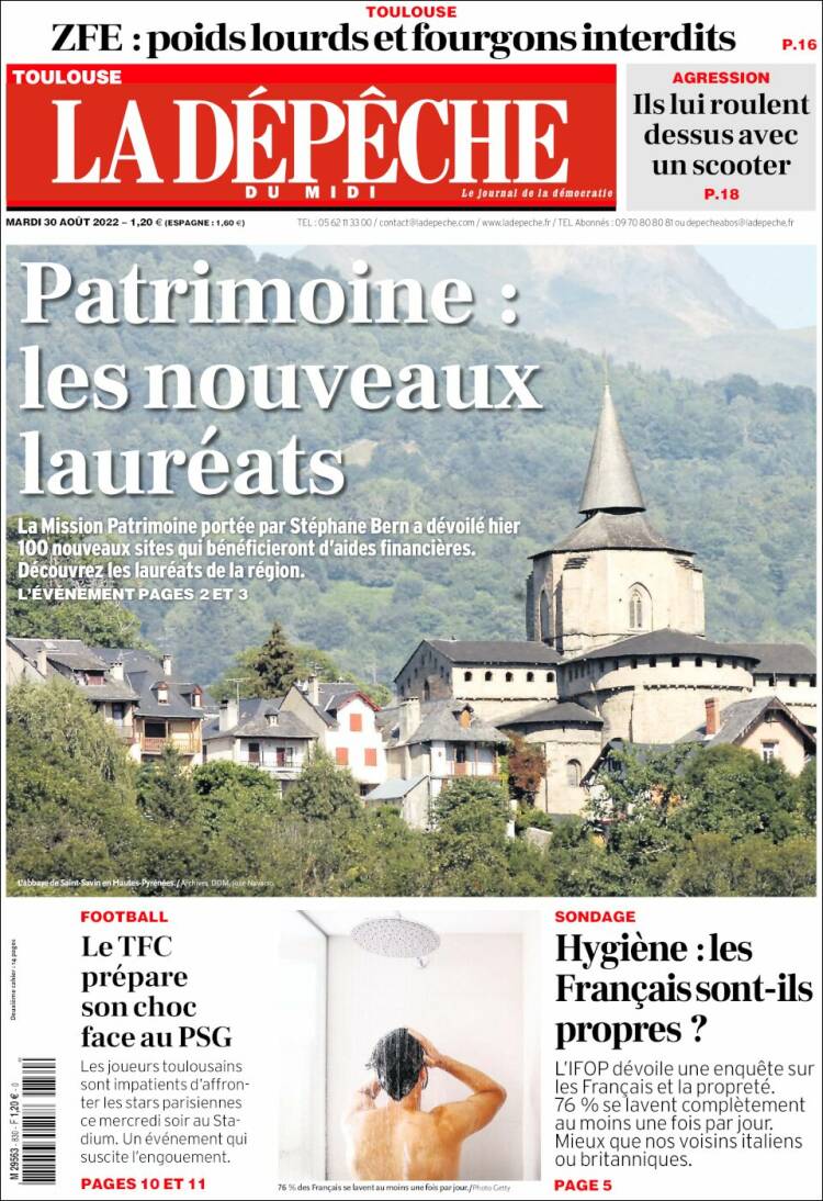 Portada de La Dépêche du Midi (France)
