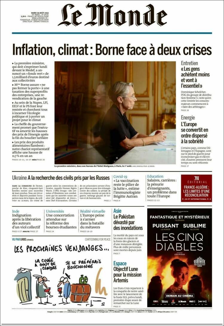 Portada de Le Monde (France)