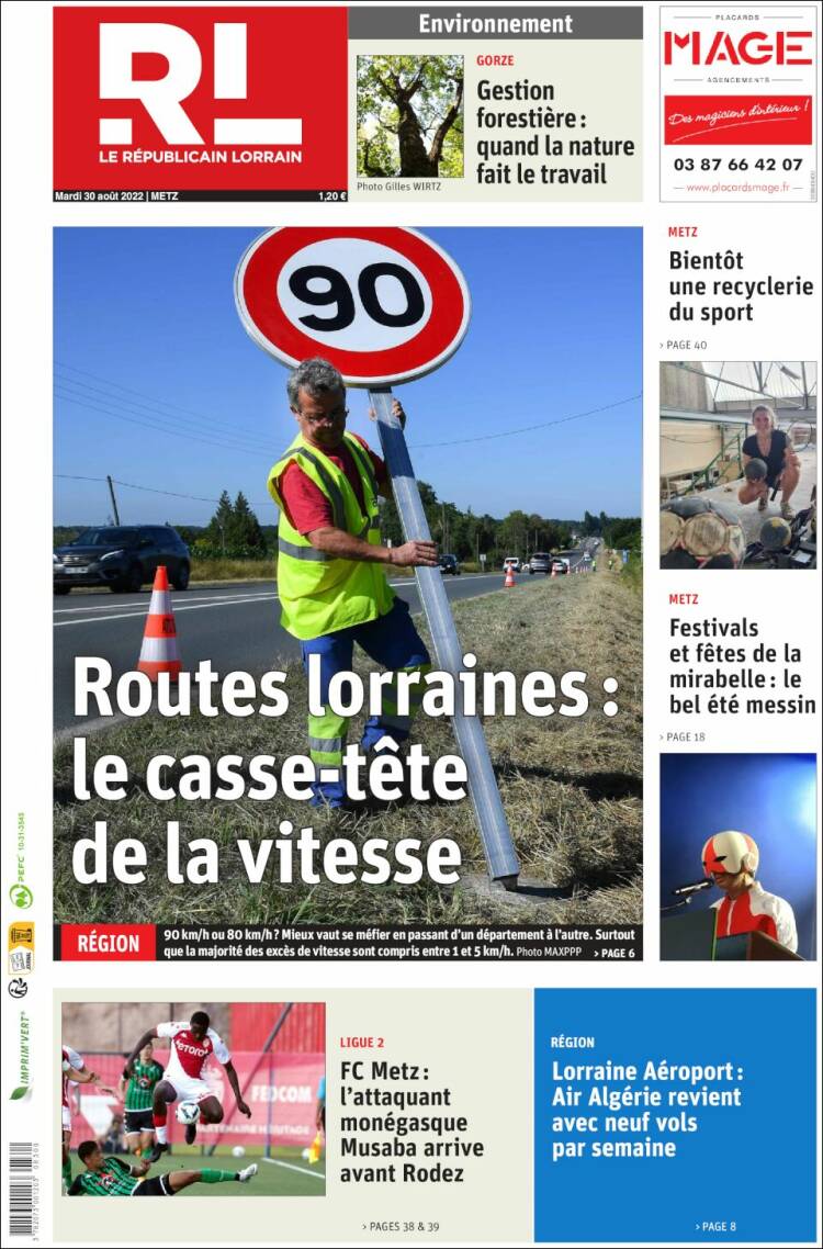Portada de Le Republicain Lorrain (France)
