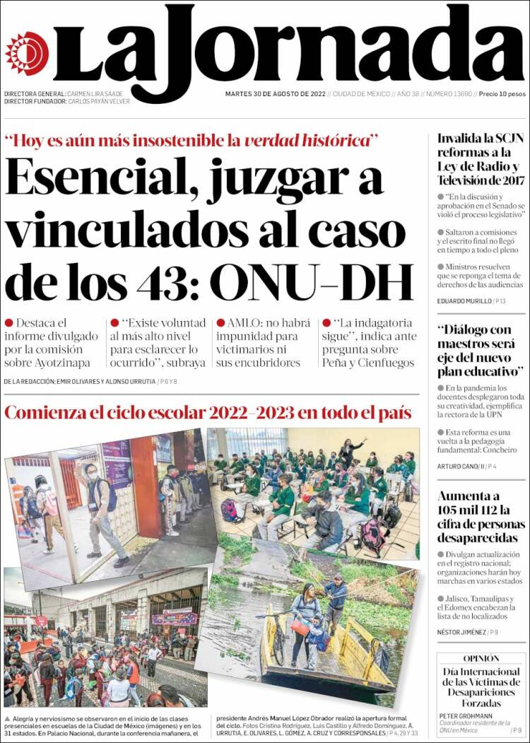 Portada de La Jornada (Mexique)
