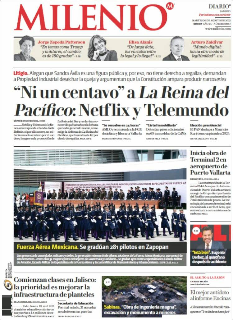 Portada de Milenio - Jalisco (Mexique)