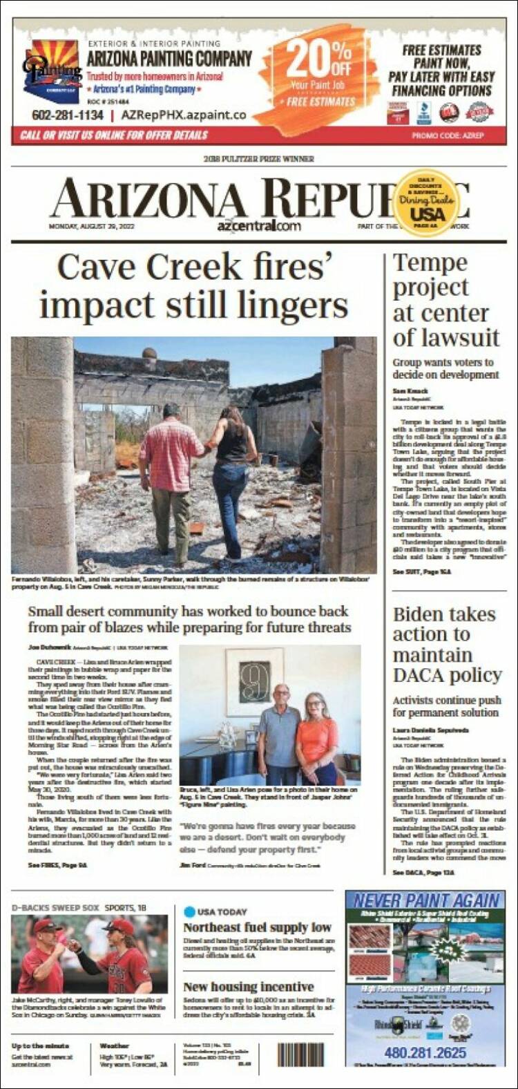 Portada de Arizona Republic News (USA)