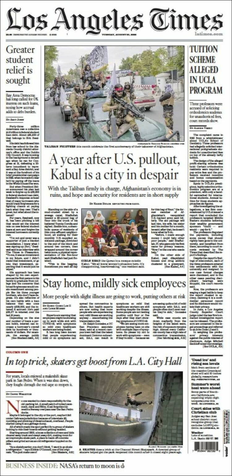 Portada de Los Angeles Times (USA)