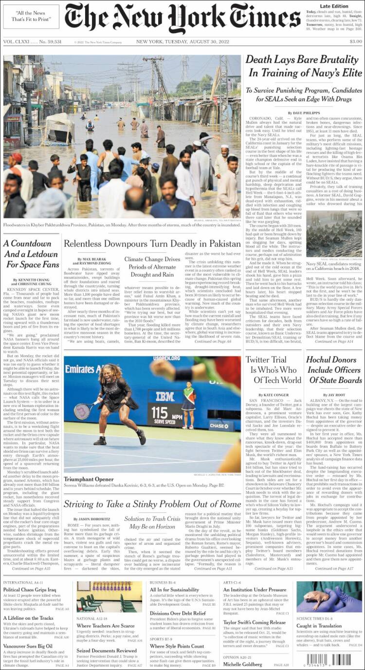 Portada de New York Times (USA)