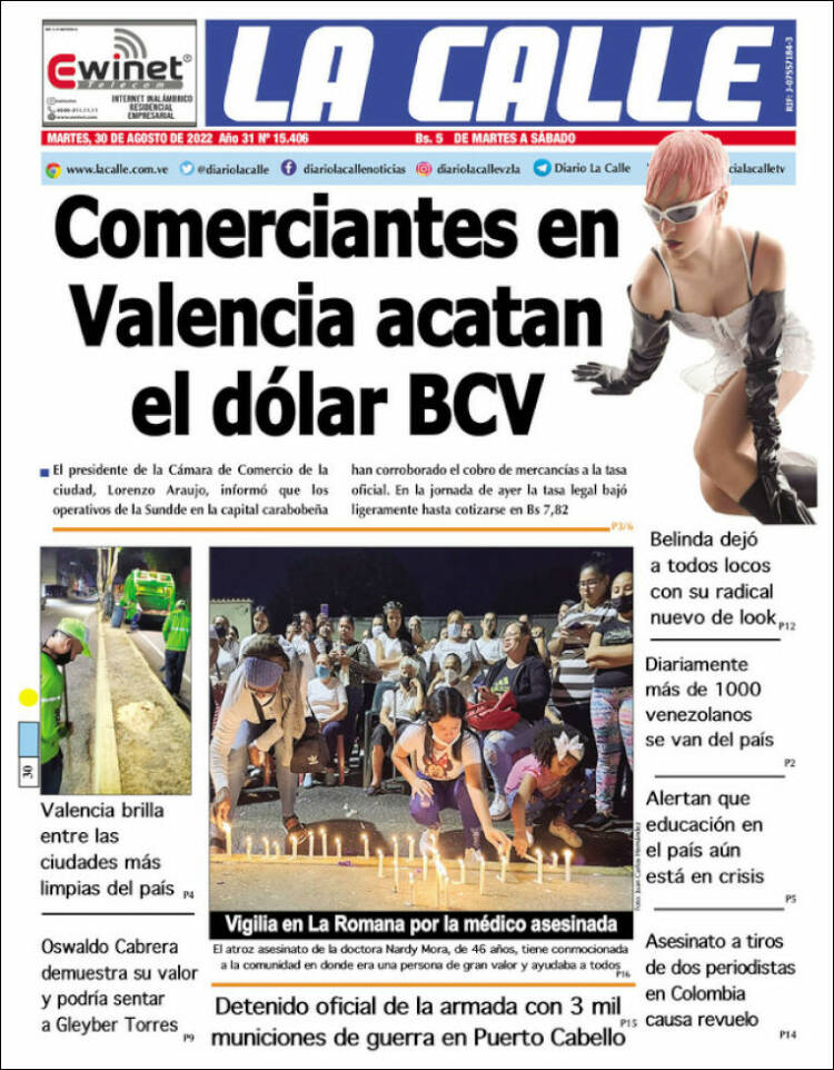 Portada de Diario La Calle (Venezuela)