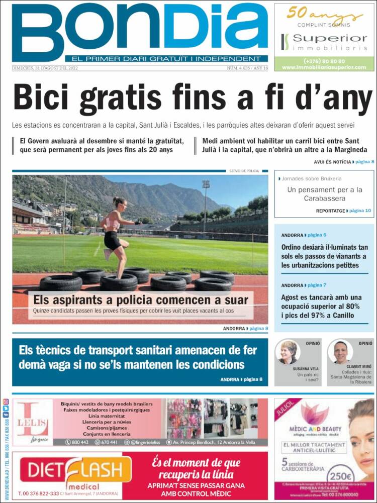 Portada de Diari Bondia (Andorra)