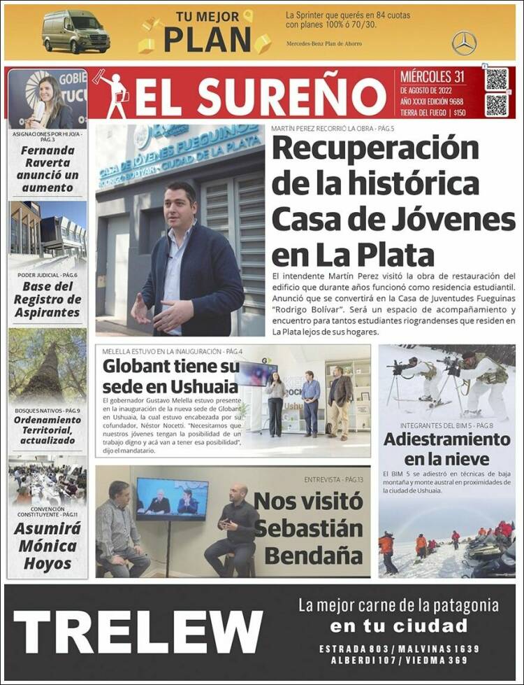 Portada de Diario El Sureño (Argentina)
