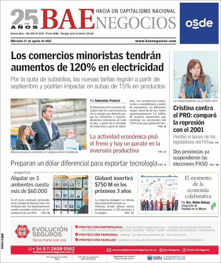 Portada de Buenos Aires Económico (Argentina)