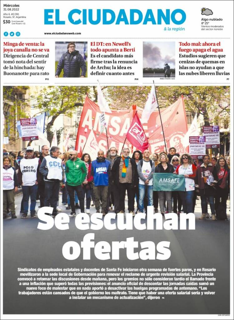 Portada de Diario El Ciudadano (Argentina)