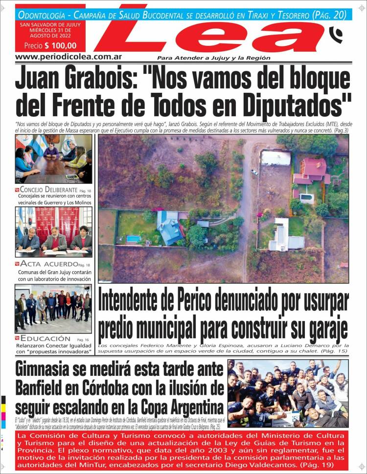 Portada de Periódico Lea (Argentina)