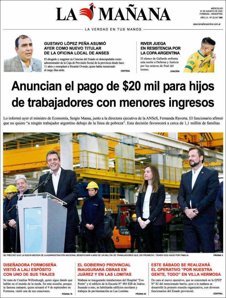 Portada de Diario La Mañana (Argentina)