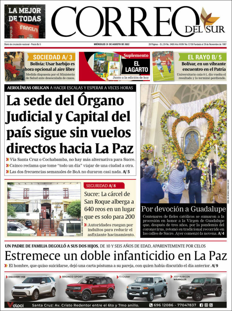 Portada de Correo Sur (Bolivia)
