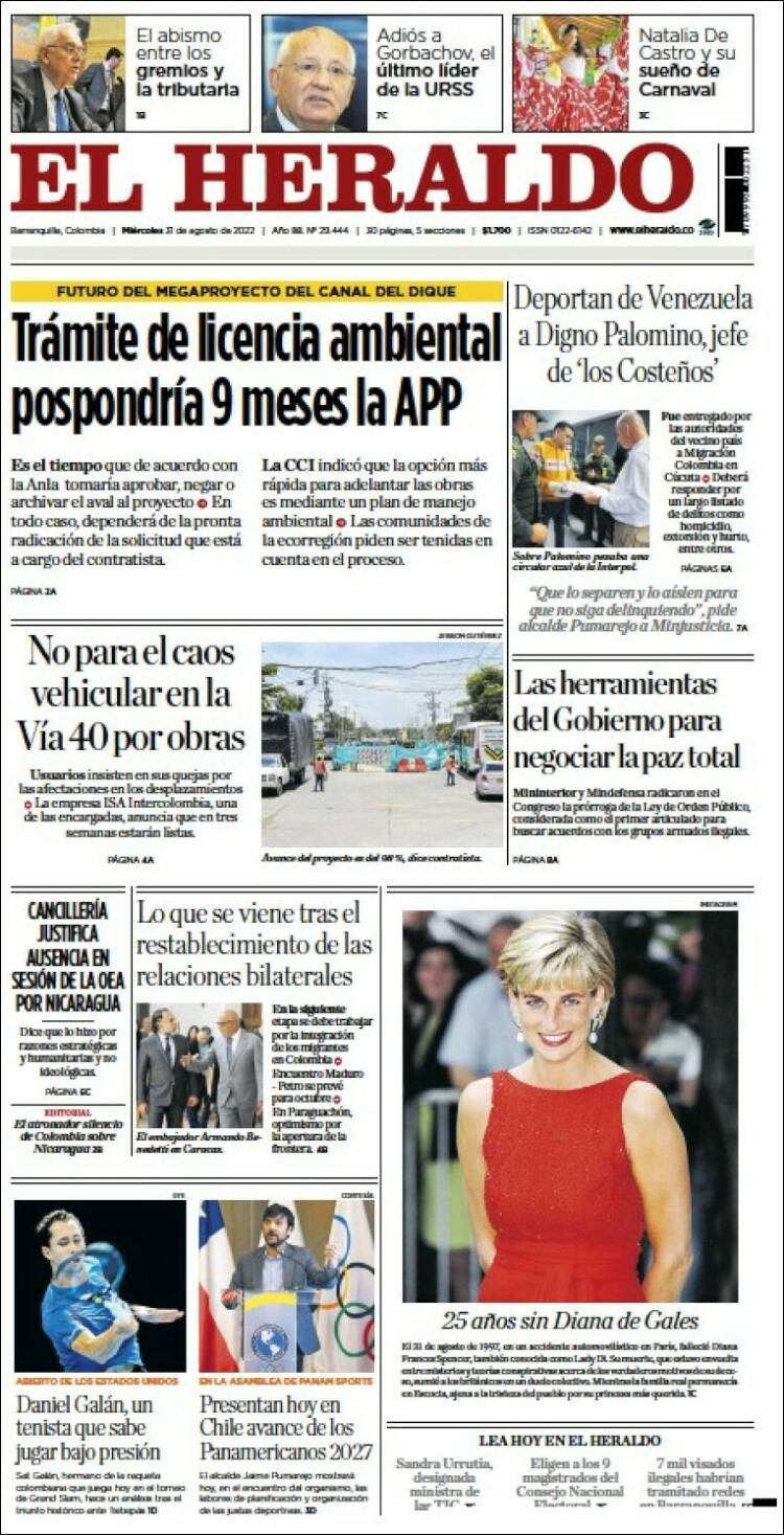 Portada de El Heraldo (Colombia)