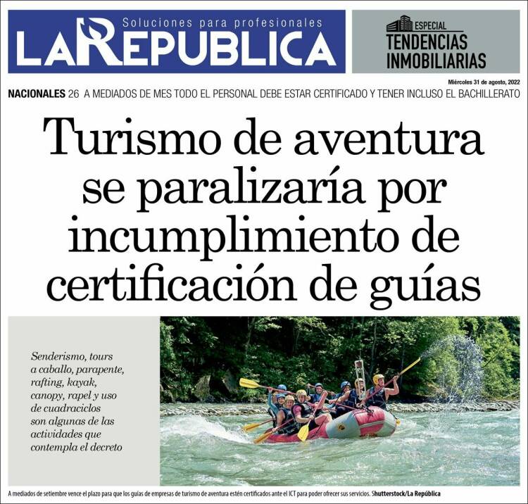 Portada de La República (Costa Rica)