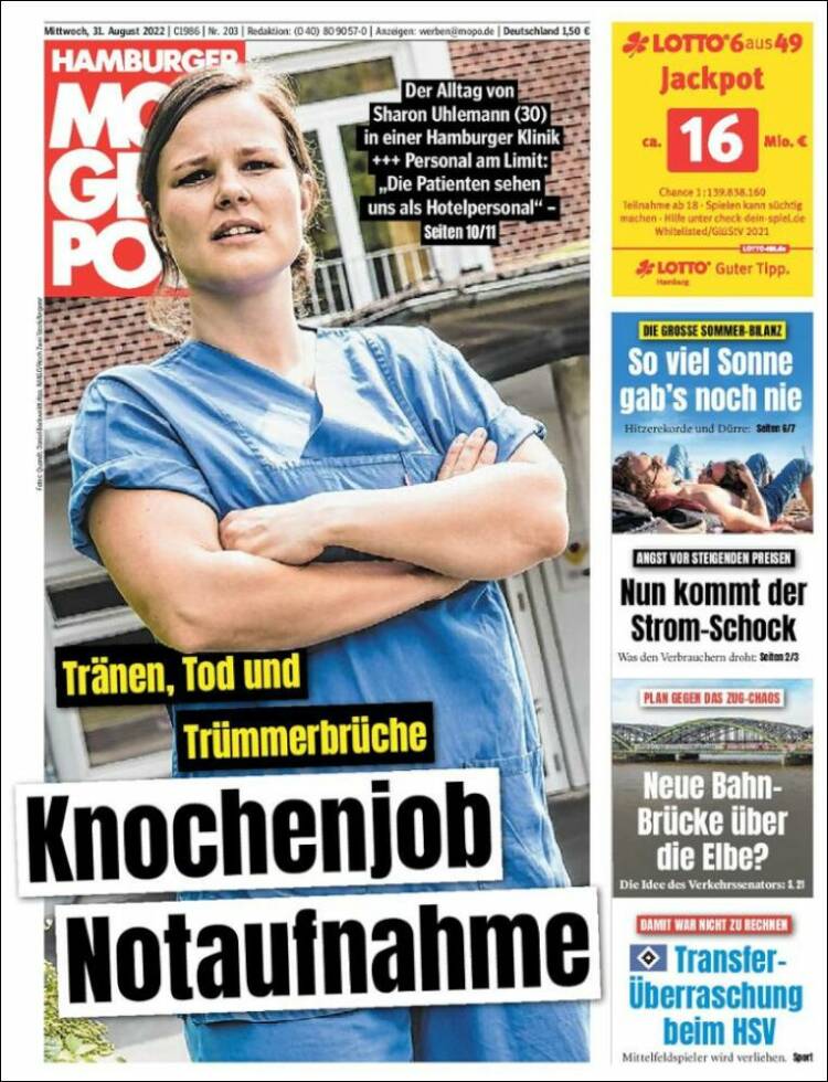 Portada de Hamburger Morgenpost  (Alemania)