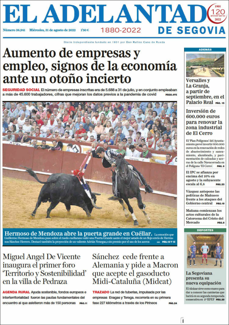 Portada de El Adelantado de Segovia (España)