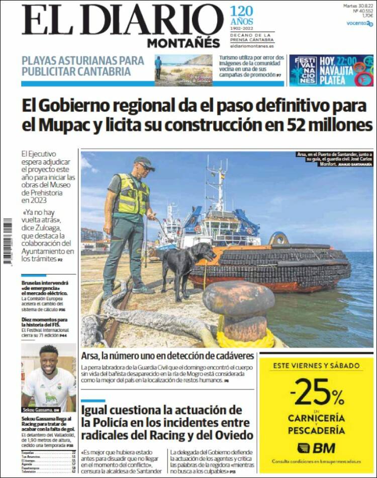 Portada de El Diario Montañés (España)