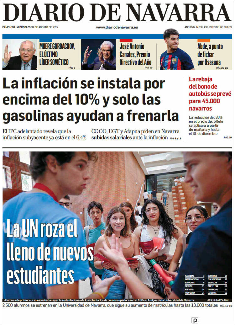 Portada de Diario de Navarra (España)