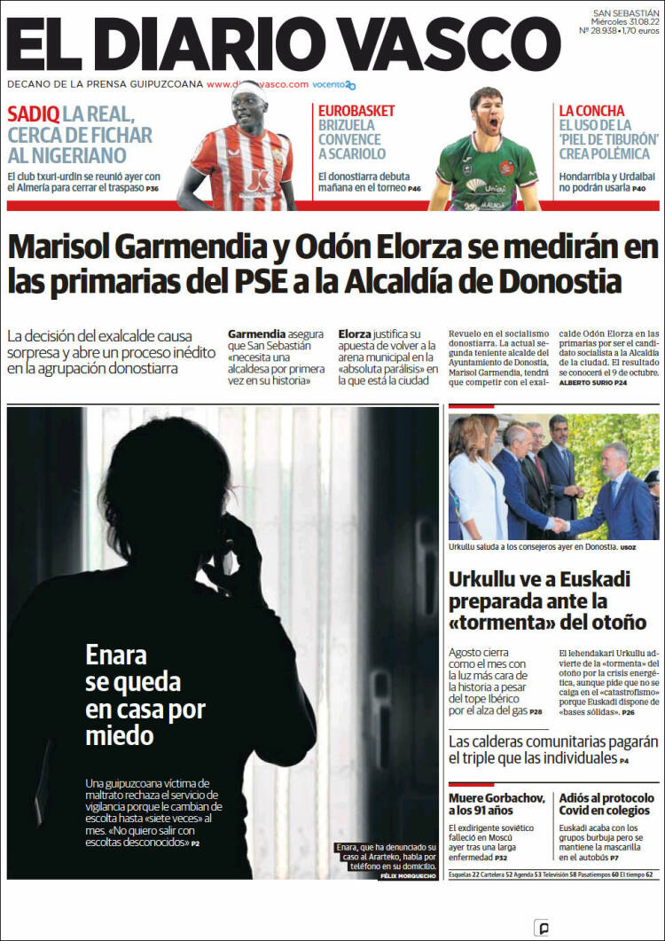 Portada de Diario Vasco (España)