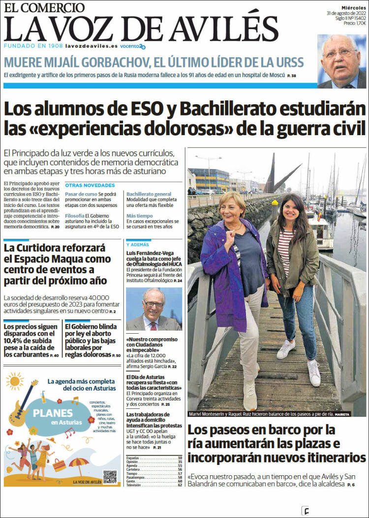 Portada de El Comercio - Avilés (España)