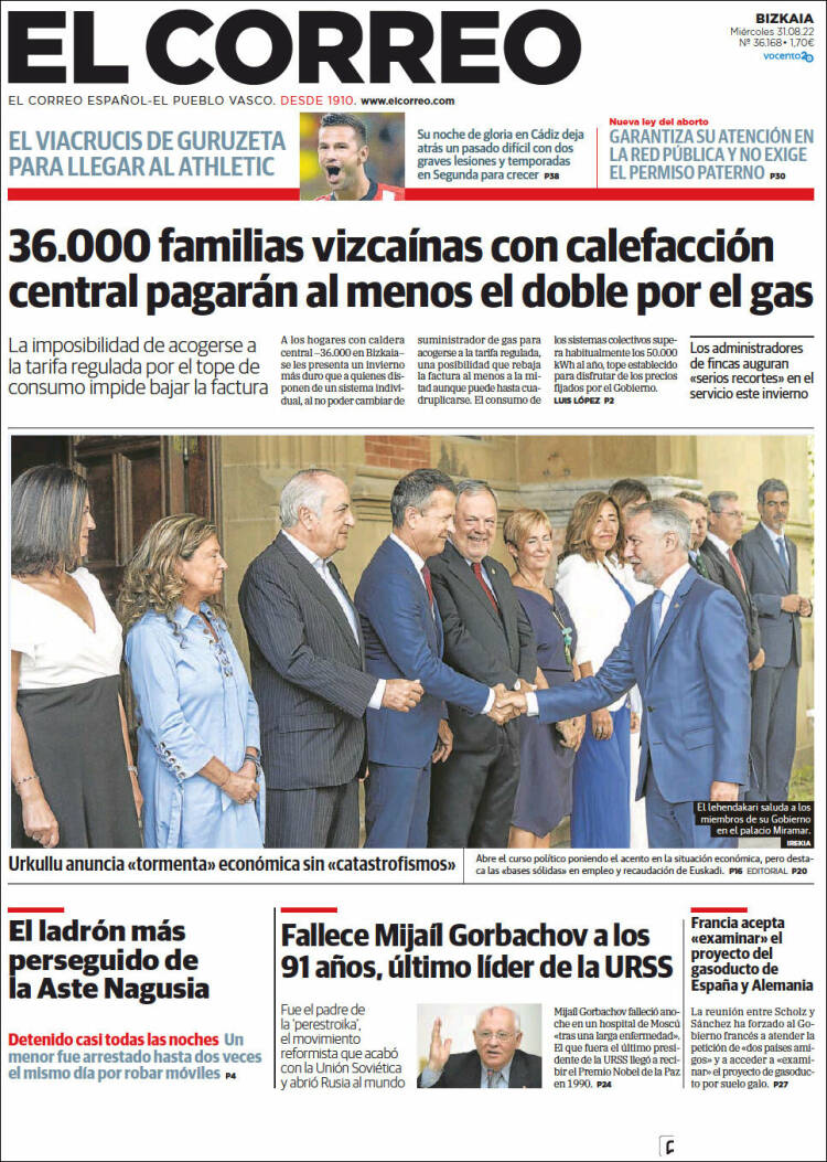 Portada de El Correo (España)