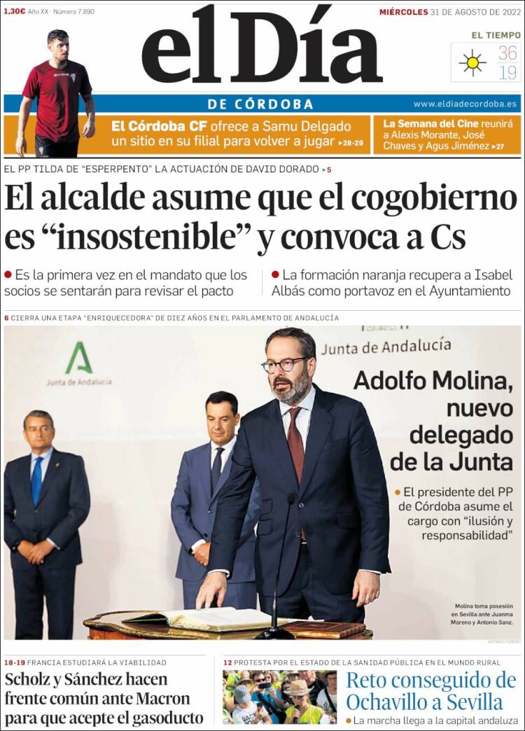 Portada de El Día de Córdoba (España)