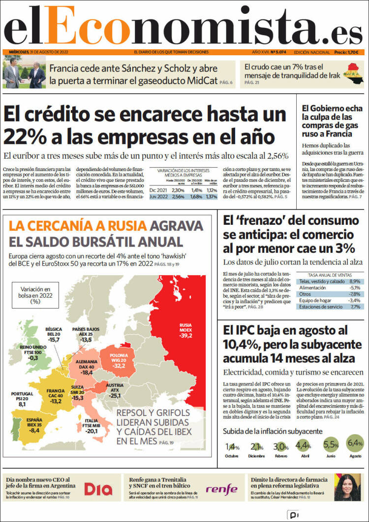 Portada de El Economista (Espagne)