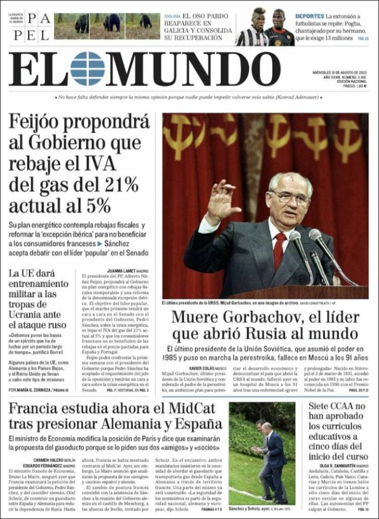 Portada de El Mundo (Spain)