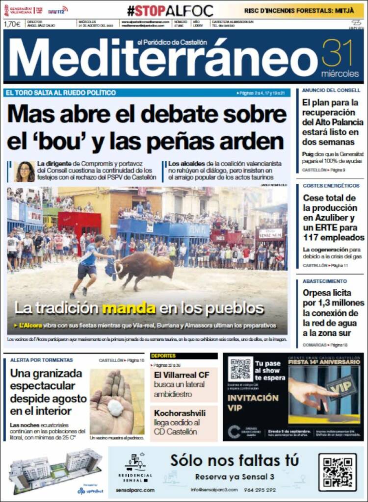 Portada de El Periódico Mediterraneo (España)