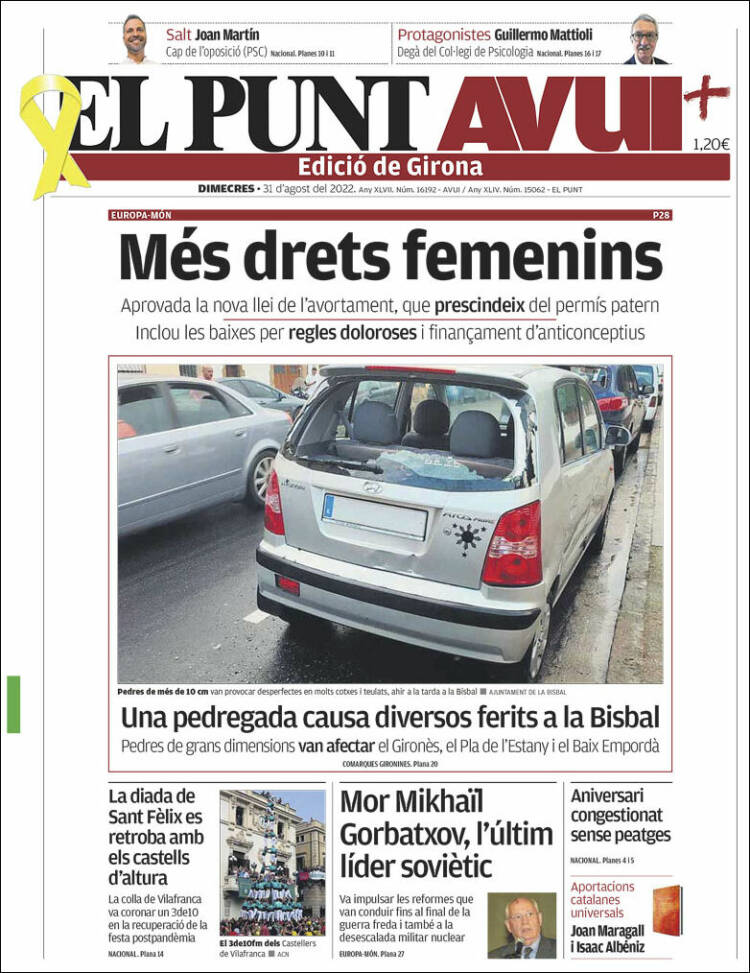 Portada de El Punt Avui - Girona (España)