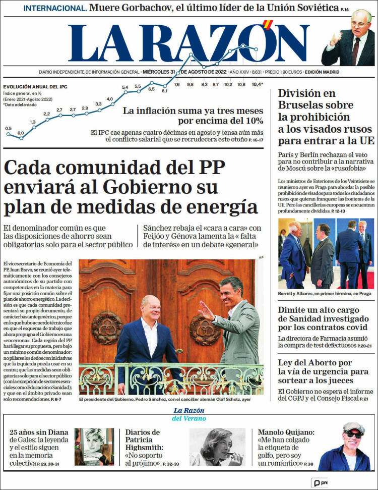 Portada de La Razón (España)