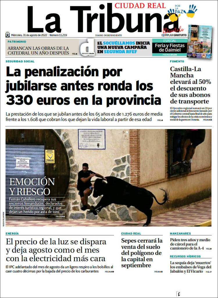 Portada de La Tribuna de Ciudad Real (España)