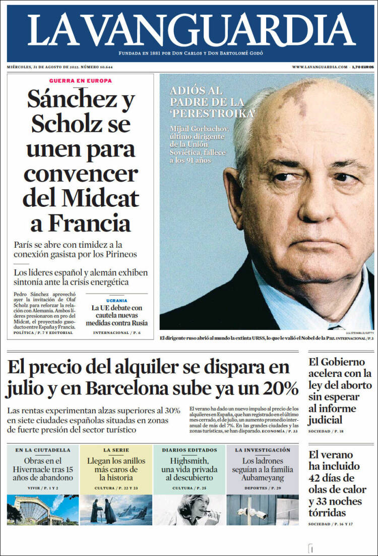 Portada de La Vanguardia (España)