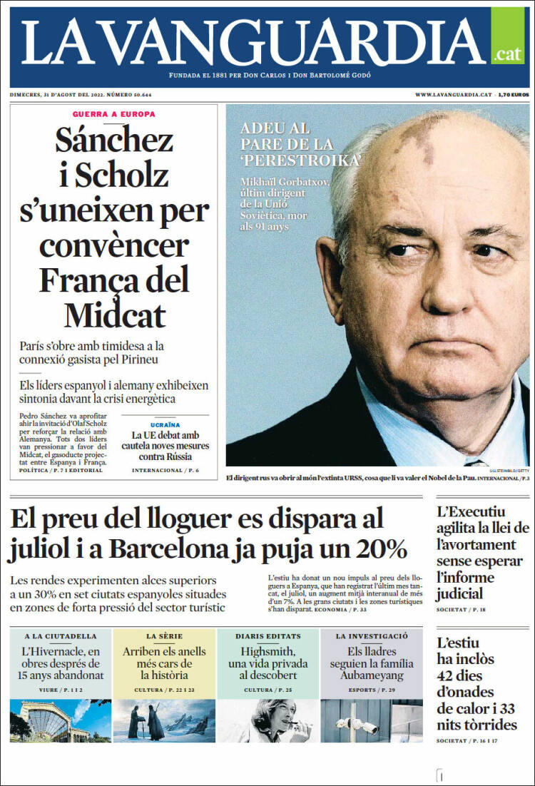 Portada de La Vanguardia (España)