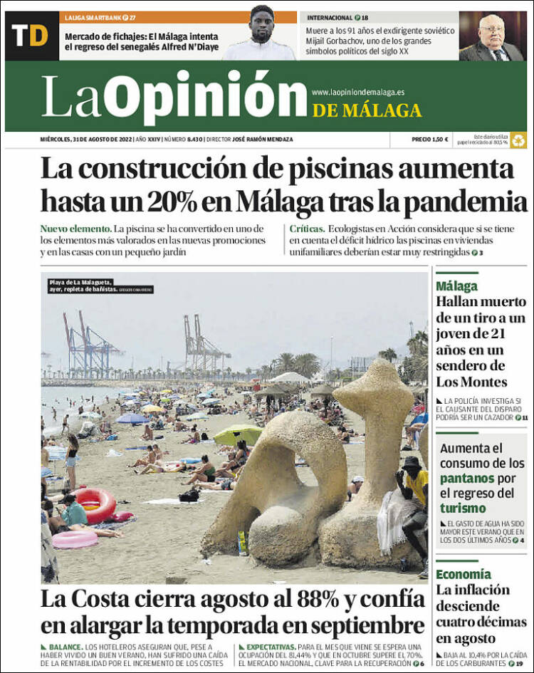 Portada de La Opinión de Málaga (España)