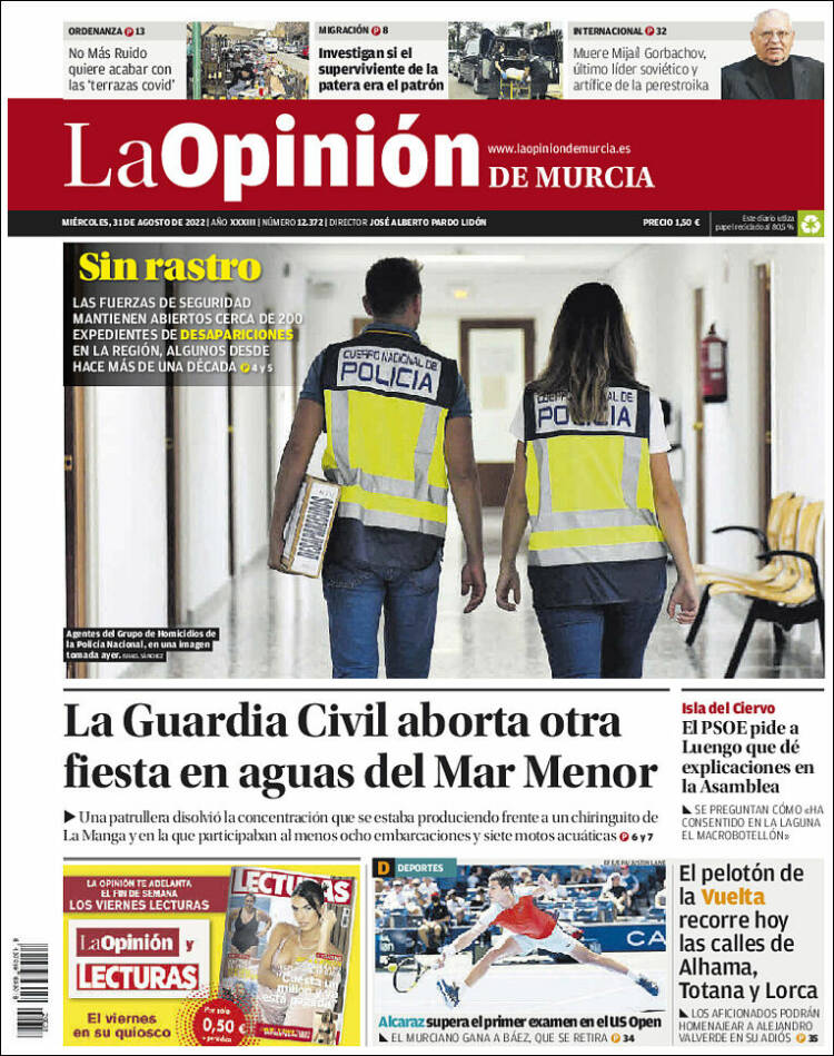 Portada de La Opinión de Murcia (España)