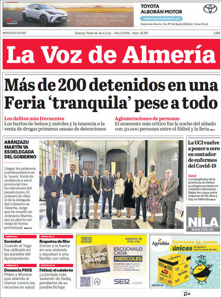 Portada de La Voz de Almería (España)