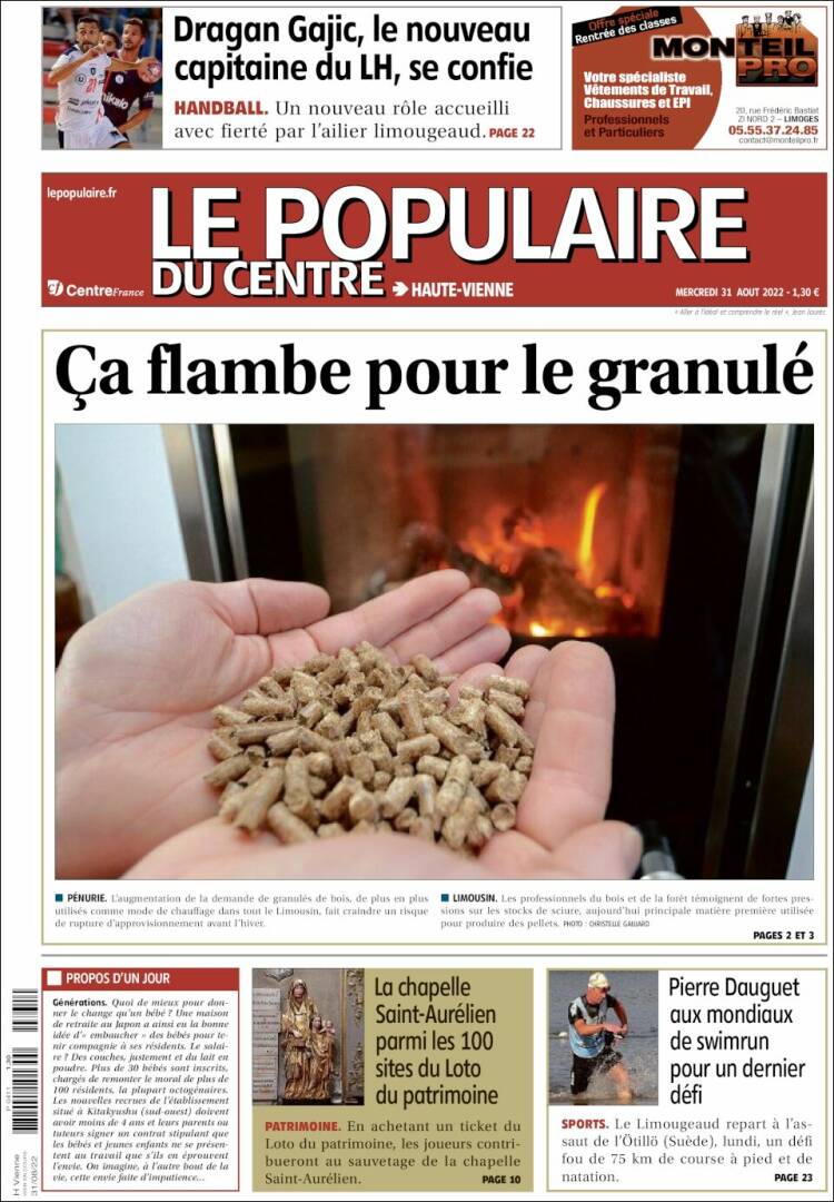 Portada de Le Populaire du Centre (Francia)