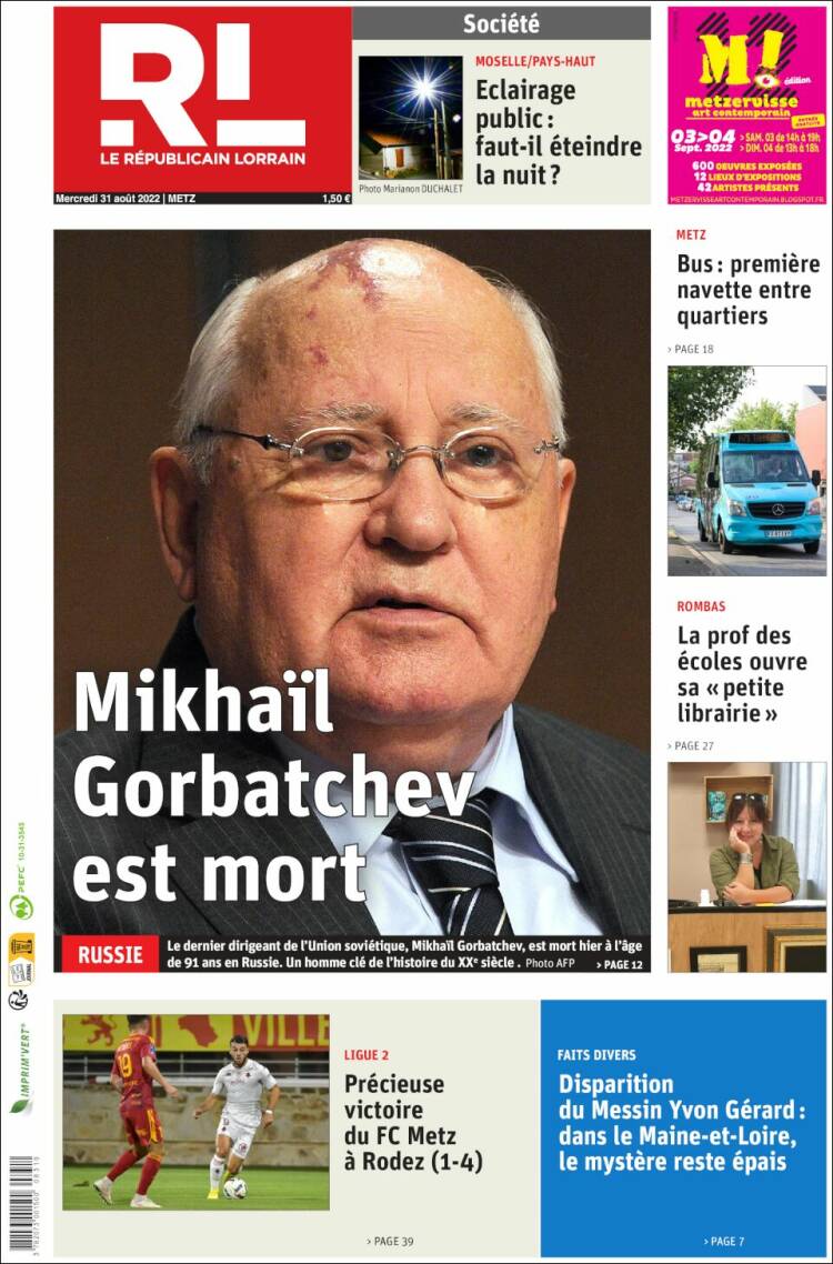 Portada de Le Republicain Lorrain (Francia)