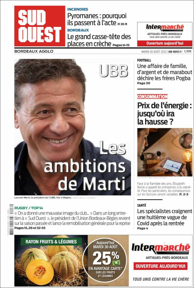 Portada de Sud Ouest (Francia)