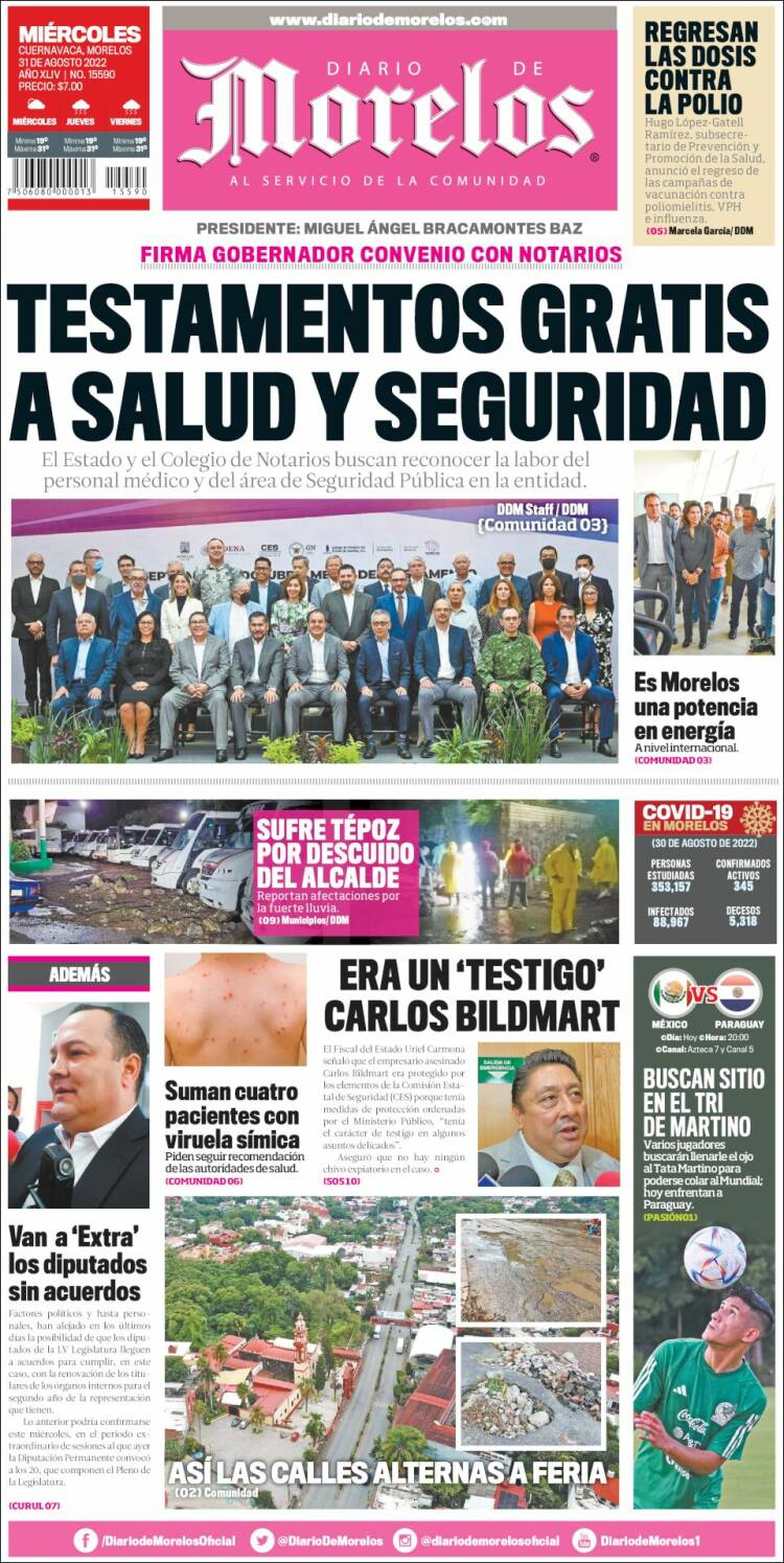 Portada de Diario de Morelos (M&eacute;xico)