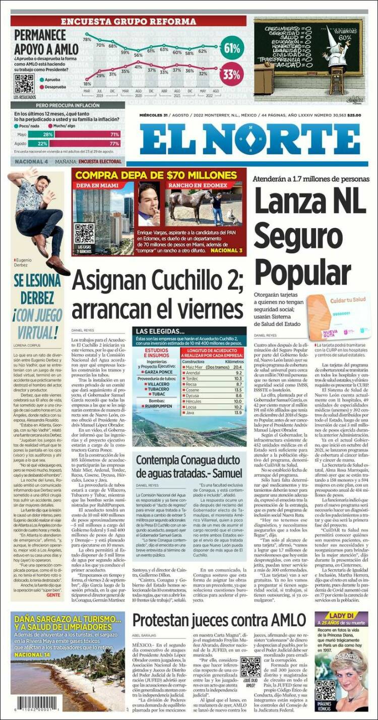 Portada de El Norte (M&eacute;xico)