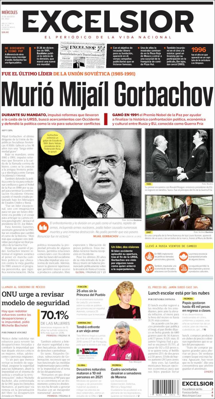 Portada de Excelsior (M&eacute;xico)