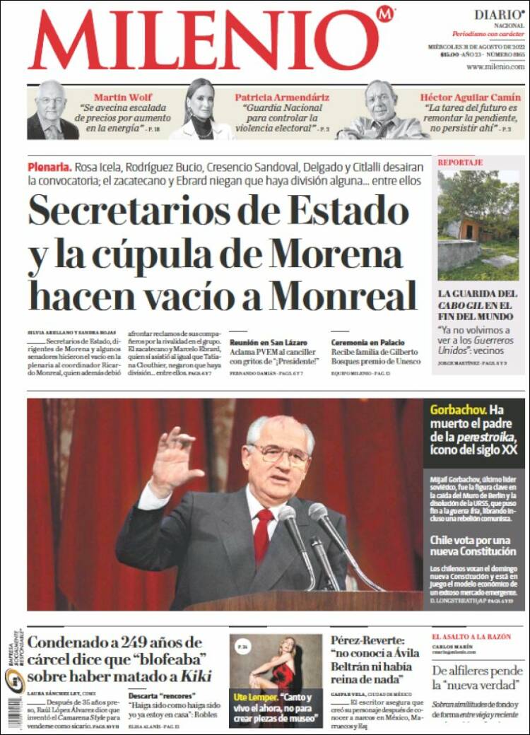 Portada de Milenio (M&eacute;xico)