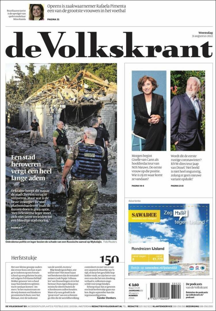 Portada de De Volkskrant (Pa&iacute;ses Bajos)