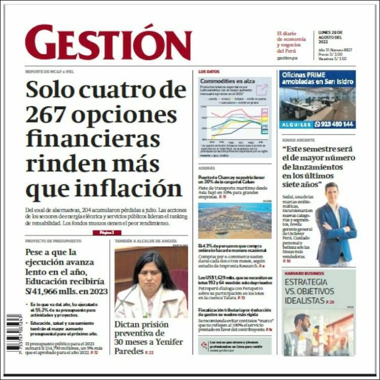 Portada de Diario Gestión (Per&uacute;)