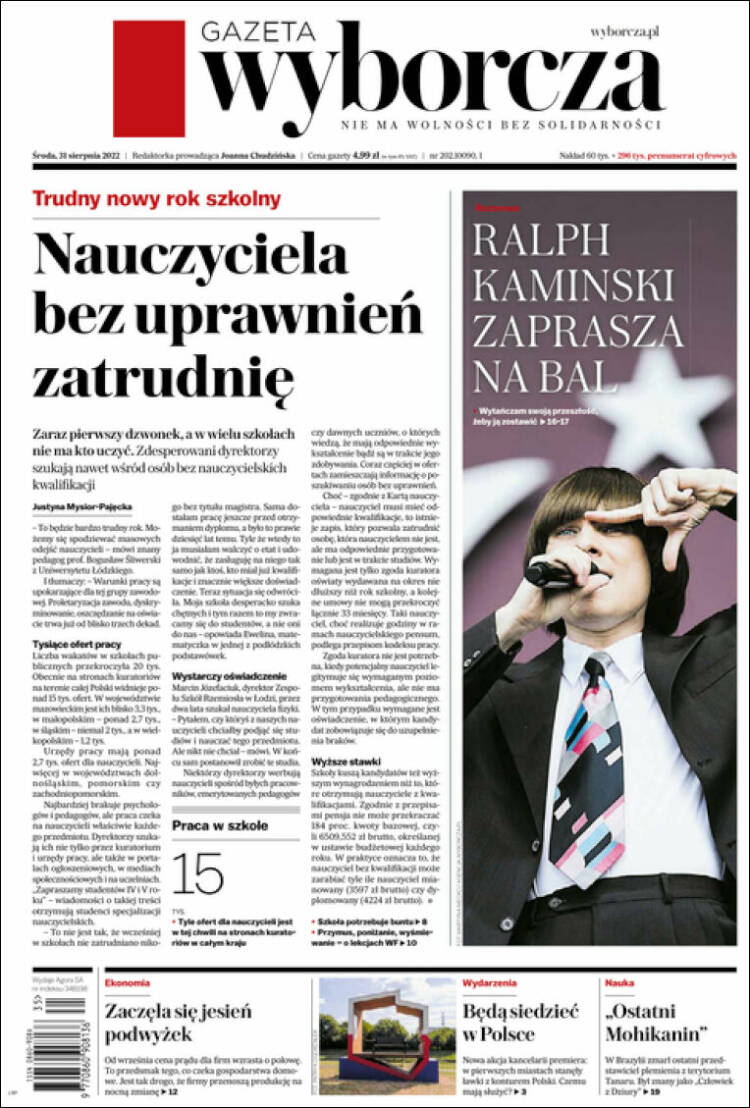 Portada de Gazeta Wyborcza (Polonia)