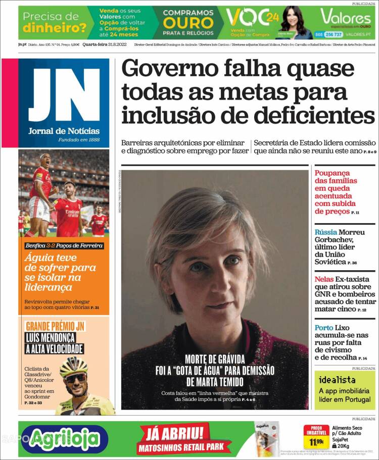 Portada de Jornal de Notícias (Portugal)
