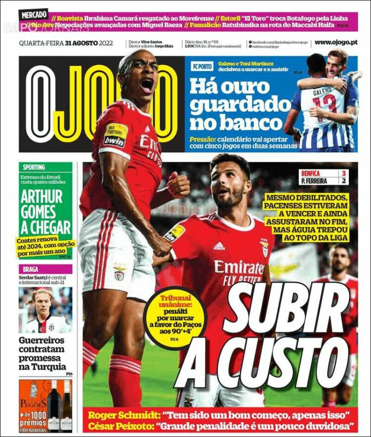 Portada de O Jogo (Portugal)