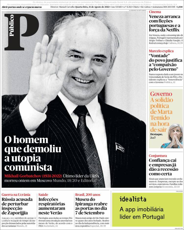 Portada de Público (Portugal)